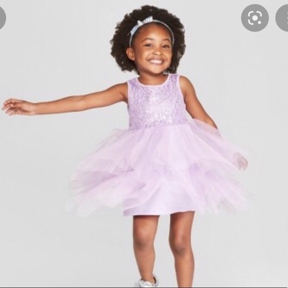 Cat and Jack lavender sequin fairy hem dress tulle skirt asymmetric hem 18M - Picture 12 of 13
